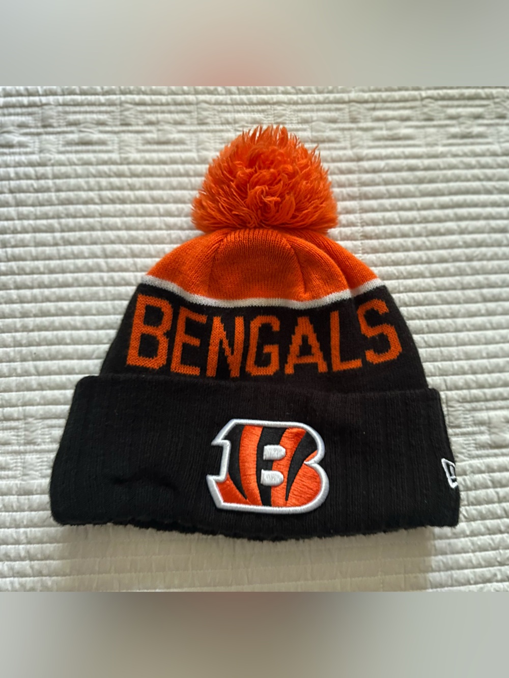 Cincinnati Bengals New Era NFL Pom Beanie Black Orange One Size